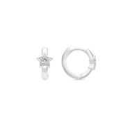 LUXENTER Pendientes de Aro con Circonita Brillante acabados en Rodio. Color Blanco. Joyas para Mujer - Modelo Ktyu