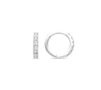 LUXENTER Pendientes de Aro con Circonita Brillante acabados en Rodio. Color Blanco. Joyas para Mujer - Modelo Ulgel