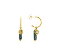 LUXENTER Pendientes de Aro de Acero con Malaquita acabados en Oro 18K. Color Verde. Joyas de Mujer - Modelo Nadu