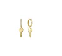 LUXENTER Pendientes de Aro de Plata De Ley 925 con Circonita Brillante acabados en Oro 18K. Color Dorado. Joyas de Mujer - Modelo Dikar