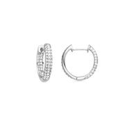 LUXENTER Pendientes de Aro de Plata De Ley 925 con Circonita Brillante acabados en Rodio. Color Plata. Joyas para Mujer -Modelo Deuka