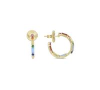 LUXENTER Pendientes de Aro de Plata De Ley 925 con Circonita Multicolor acabados en Oro 18K. Multicolor. Joyas para Mujer - Modelo Hinnar