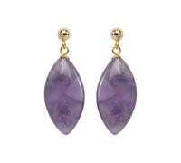 LUXENTER Pendientes de Plata De Ley 925 con Amatista Natural acabados en Oro 18K. Color Morado. Pendientes Largos. Joyas para Mujer - Modelo Ayom
