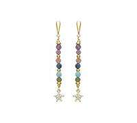 LUXENTER Pendientes de Plata De Ley 925 con Cristal Multicolor acabados en Oro 18K. Multicolor. Pendientes Largos. Joyas para Mujer - Modelo Estrella