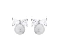 LUXENTER Pendientes de Plata De Ley 925 con Perla Blanca acabados en Rodio. Color Blanco. Pendientes Pequeños. Joyas para Mujer - Modelo Theria