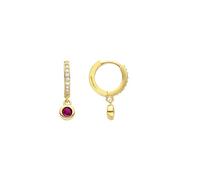 LUXENTER Pendientes para Mujer en Aleación de Metal con Circonita Rubí Color Dorado Acabado en Oro Amarillo de 18k Diámetro 9 mm Modelo Warlah