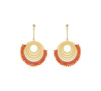 LUXENTER Pendientes para Mujer en Aleación de Metal con Coral Color Dorado Acabado en Oro Año 55 x 37 mm Modelo Ishimarillo de 18k Tamao