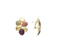 LUXENTER Pendientes para Mujer en Aleación de Metal con Resina Naranja Color Dorado Acabado en Oro Amarillo de 18k Largo 35 mm Modelo Niro