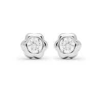 LUXENTER Pendientes para Niña en Plata de Ley 925 con Circonita Brillante Transparente Color Plateado Acabado en Rodio Cierre de Rosca Tamaño 4 x 4,5 mm Modelo Kaiwu