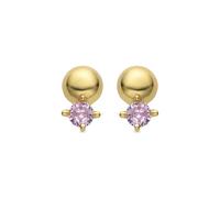 LUXENTER Pendientes para Niña en Plata de Ley 925 con Circonita Rosa Color Dorado Acabado en Oro Amarillo de 18k Tamaño 8 x 5 mm Modelo Sako