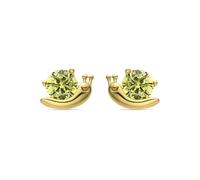 LUXENTER Pendientes para Niña en Plata de Ley 925 con Circonita Verde Color Dorado Acabado en Oro Amarillo de 18k Tamaño 5,5 x 7 mm Modelo Aysma