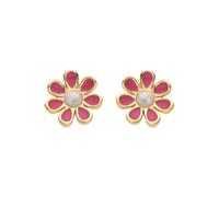LUXENTER Pendientes para Niña en Plata de Ley 925 con Lacado Multicolor Color Dorado Acabado en Oro Amarillo de 18k Diámetro 6 mm Modelo Kacel