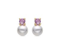 LUXENTER Pendientes Yaric de Plata de Ley 925 y Circonita Rosa acabados en oro amarillo de 18k.