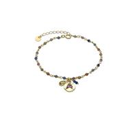 LUXENTER Pulsera de Plata De Ley 925 con Circonita Multicolor acabada en Oro 18K. Multicolor. Pulseras de Piedras. Joyas para Mujer -Modelo Iorz