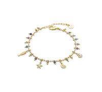 LUXENTER Pulsera de Plata De Ley 925 con Cristal Multicolor acabada en Oro 18K. Multicolor. Pulseras de Piedras. Joyas para Mujer -Modelo Kaiquia