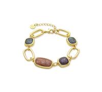 LUXENTER Pulsera Mujer en Aleación de Metal con Resina Multicolor Color Dorado Acabado en Oro Amarillo de 18k Largo 18 cm + 3 cm Extensión Modelo Orzur