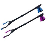Luxet - Herramienta de agarre portátil de acero de 26 pulgadas, punta magnética de agarre fuerte para estantes de tienda, herramienta de agarre ligero para basura para ancianos, de Luxet (rosa/azul)