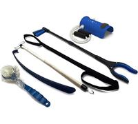 Luxet Kit de cadera para reemplazo total de cadera, cuerno de zapatos, herramienta plegable de 32 pulgadas, palo de vestir y ayuda de calcetines, levantador de piernas, esponja de baño larga,