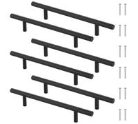 Luxeu Tiradores Armarios, 6 Piezas 128mm Tiradores Cocina Negro, Puxadores Cozinha de Acero Inoxidable, con 12 Tornillos, para Armarios, Cajones, Gabinete