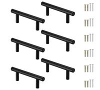 Luxeu Tiradores Armarios, 6 Piezas Tiradores Cocina Negro, 64mm Distancia de Agujeros, Acero Inoxidable, con Tornillos, Asas para Bandejas, Cajones, Gabinete