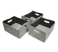 Luxflair 3er juego de cestas de almacenamiento de fieltro lavable en gris/gris oscuro LxAxA: 30x24x15cm, caja organizadora, caja de estantes, caja plegable, cesta de juguetes, cesta de fieltro