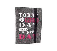 Luxflair Libreta de fieltro noble en gris oscuro "Today is a good day to have a good day" Bloc de notas cuadriculado A5 de 50 páginas