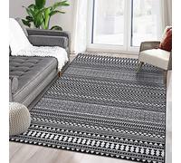 LuxFocus Alfombra impermeable, pelo bajo, estilo boho marroquí, decoración hogar, lavable, resistente aceite manchas, salón, dormitorio, comedor, antideslizante, 160 x