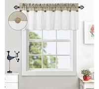 LuxFocus Cortinas de cocina para ventana, botones de patchwork, patrones de cortinas, cortinas de café, baño, medias cortinas para ventana, dormitorio, con barra, 2 paneles, 1x132x38 cm, color beige