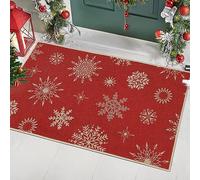 LuxFocus Felpudo de Navidad con Diseño de Copo de Nieve - 40 x 60 cm, Antideslizante, Bienvenida - Para Interiores y Exteriores, Decoración de Vacaciones