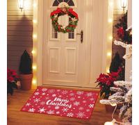LuxFocus Felpudos de Navidad con diseño de copo de nieve, 40 x 60 cm, antideslizantes, con texto en inglés "Merry Christmas", felpudo de bienvenida para interiores y exteriores, decoración de