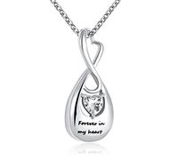 LuxglitterLin Infinity - Joyería de cremación para cenizas con forma de lágrima de cristal para cenizas, colgante de recuerdo conmemorativo, grabado para siempre en mi corazón