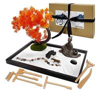 LuXianYS Zen Garden Kit de jardín, Mini Jardín Zen Meditation,Deco Green Zen Garden, Mini Jardín Zen Meditation Rock and Sand Garden para la Oficina en Casa Relajación y Meditación