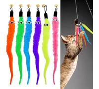 Luxiremi 12 Piezas de Juguetes para Gatos de Interior Gatitos,recambios de Pared para Gatos,Accesorios de Juguetes de Plumas para Gatos,Accesorios de Gusanos para taladrar