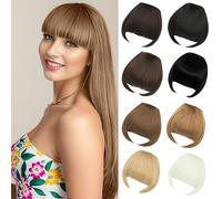 Luxiremi Clip in Pony Deep Black Face Clip in Fringe Bangs Extension Dick Fake Hair Extension Dick Fake Hair para mujer