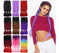 Luxiremi Jumbo Trenzado para trenzas Crochet Twist Box Trenzas Cabello 3 paquetes 24 pulgadas Amarillo Verde Kanekalon Synethtic