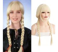 Luxiremi Pelucas trenzadas rubias largas de 26 pulgadas para mujeres y niñas para vestir para Wednesday Addams, disfraz de Halloween, Cosplay peluca