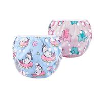 Luxja Bañador Pañal Bebé Reutilizable para Niños (0-3 Años), Bañadores de Tela, Aprendizaje, Unicornio + Elefantito