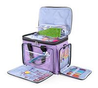 Luxja Bolsa de Labores de Punto y Crochet para Tejer, Madejas de Hilo, Ganchos de Ganchillo, Agujas y Otros Accesorios Pequeños, Violeta Claro