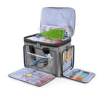 Luxja Bolsa de Labores para Tejer y Crochet, para Madejas de Hilo, Ganchos, Agujas y Otros Accesorios Pequeños, Gris