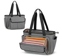 Luxja Bolsa de Profesora con Área para Archivar en Acordeón y Funda para Computadora Portátil, Bolso para Maestra para Mujeres (Solo Bolso), Gris