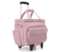 Luxja Bolsa de Profesora con Ruedas con Compartimento para Computadora Portátil y Plataforma Rodante Desmontable, Bolso para Maestra con Área de Archivo de Acordeón (Solo Bolsa), Rosa