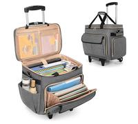 LUXJA Bolsa rodante para Profesores con Compartimento para Laptop y Plataforma Desmontable, maletín Multifuncional con área de Archivo de acordeón (Pendiente de Patente), Color Gris