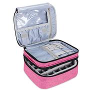 Luxja Organizador de Esmaltes de Uñas, Esmaltes de Uñas Estuche, Porta Esmaltes de Uñas- Sostiene 30 Botellas (15 ml - 0.5 FL.oz), Bolsa de Almacenamiento de Doble Capa para Lacas y Manicuras, Rosa