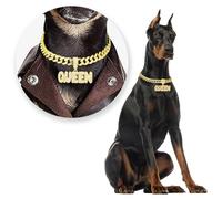 LuxLife Collar dorado para perro y gato con circonitas y colgante de anillo, elegante y brillante para perros y gatos pequeños y medianos (24 pulgadas)