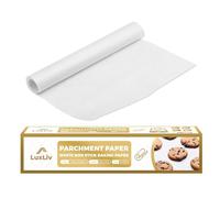 LuxLiv® Rollo de Papel de Horno Blanco 30cm x 50m - Papel Antiadherente y Grueso para Hornear, Cocinar, Pan de Masa Madre, Resistente a la Grasa y Apto para Horno
