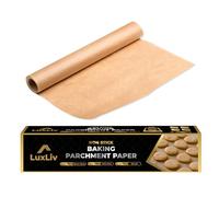 LuxLiv ® Rollo de papel de pergamino de cocina resistente de 50 m de largo, antiadherente, resistente a la grasa, marrón sin blanquear, extra grueso, 1 pie de ancho