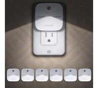 LuxLumin - Luces LED nocturnas se conectan a la pared con sensor de anochecer a amanecer, se enciende y apaga automáticamente, luz nocturna para niños, recámara, baño, escaleras, blanco, 6 paquetes