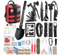 LUXMOM Kit de Supervivencia y Primeros Auxilios de 142 Piezas, Equipo Profesional de Supervivencia y Equipo con Bolsa Molle, para Hombres, Camping, Aventuras al Aire Libre, Regalos para Hombres