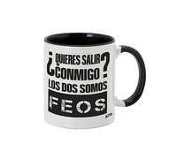 LUXMOVIL Taza de Cerámica Graciosa 350ml, Sr. Tarao Frases Originales, Regalos Divertidos, Apta para Microondas de Color Blanco y Negro (¿Quieres salir conmigo?...)