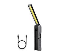 LUXNOVAQ Luz de trabajo LED Linterna recargable USB, Lámpara de trabajo portátil plegable Luz de inspección COB con base magnética y gancho y brillo ajustable para Auto Garaje Mecánico Taller (gris)